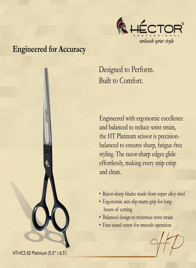 Hector Professional Platinum Premium Pro Hair Cutting Scissor, Super Alloy Steel,Ergonomic Design with Leather Case, Black (5.5") - Image 3